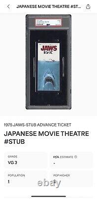 1975 Jaws Japanese Movie Advance Ticket Stub PSA 3 Pop 1 2 Higher