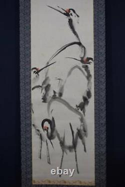 Japanese PAINTING HANGING SCROLL Japan CRANE Rare PICTURE 307q